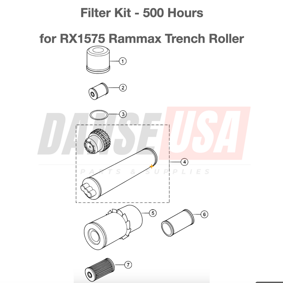 4-760099 Filter Set for RX1575 Rammax Trench Roller by Multiquip 4760099