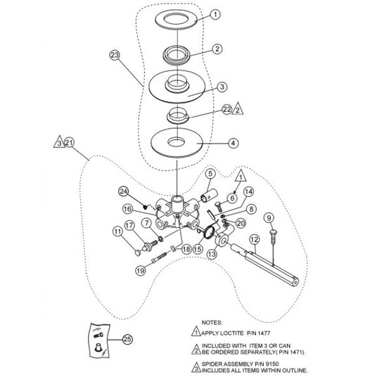 4-Blade Spider Assembly Parts for HDA Series Trowels by Multiquip Whiteman