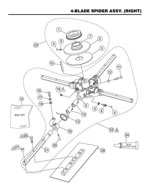 HHXDF4 HHXDF5 4-Blade Spider Assembly (Right)