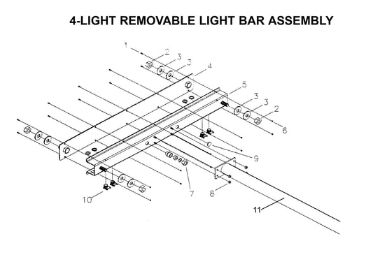 Maxi-Lite Laydown 6-8KW-4-Light Removable Light Bar Assembly Parts By Allmand