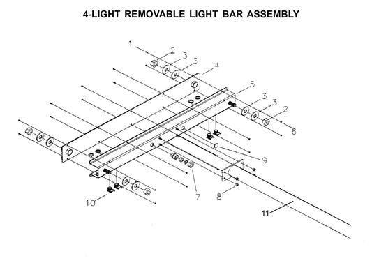 Maxi-Lite Laydown 15-20KW-4-Light Removable Light Bar Assembly Parts By Allmand