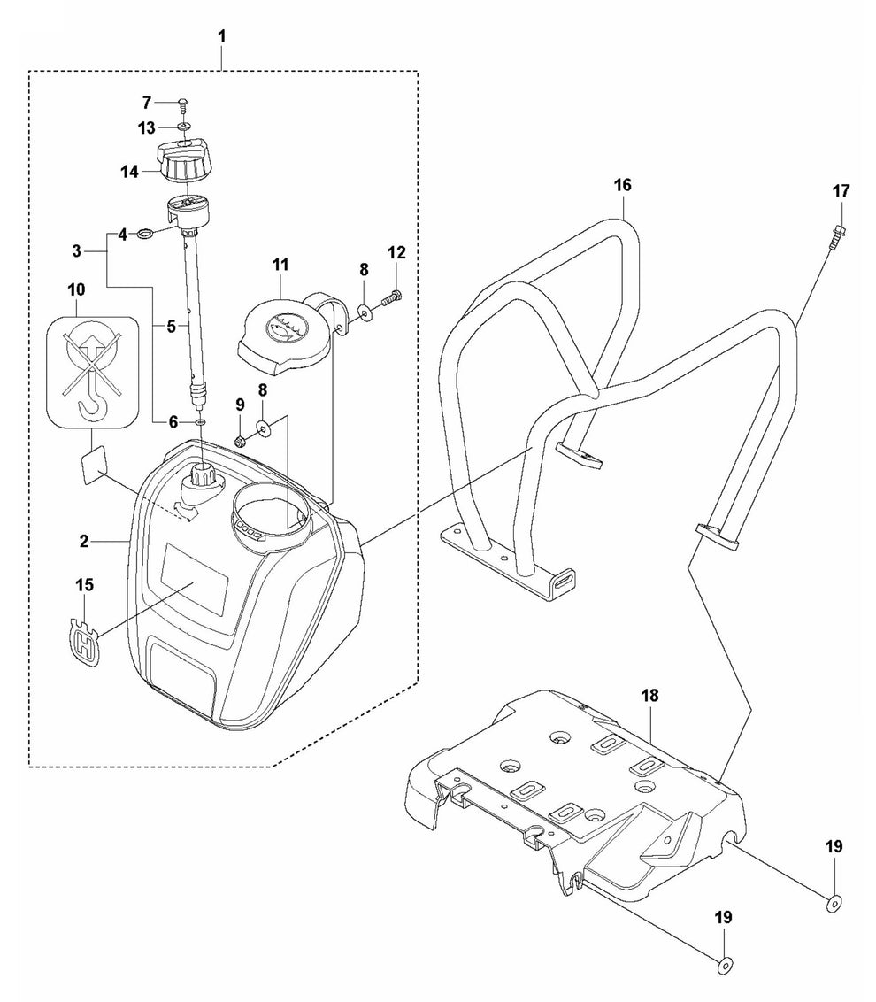 LF 80 L Engine Plate and Water Tank Assembly Parts by Husqvarna