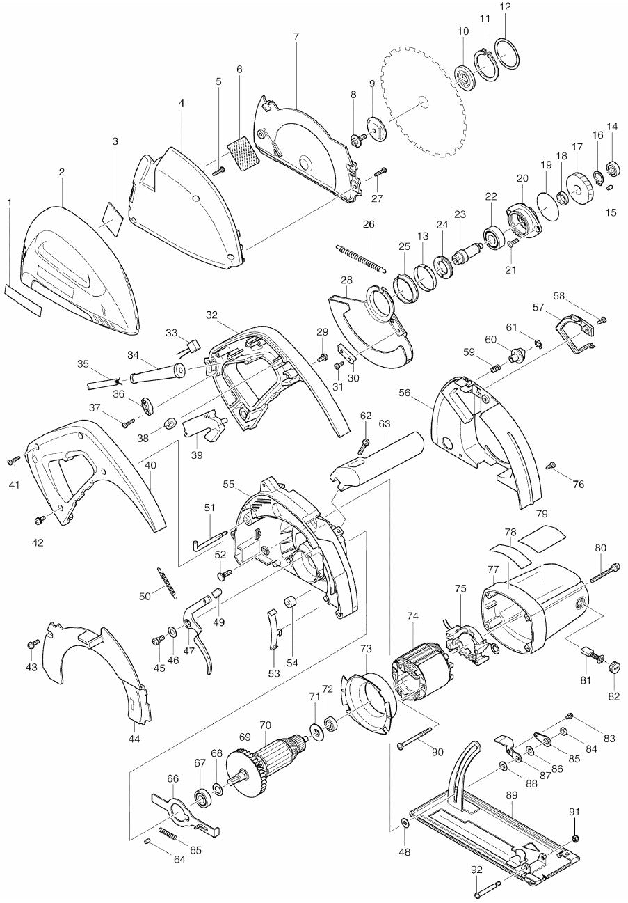 4131 Metal Cutting Saw Assembly Parts By Makita