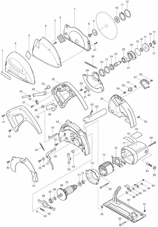 4131 Metal Cutting Saw Assembly Parts By Makita