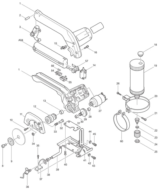 4190DW 9.6V Glass And Tile Cutter Assembly Parts