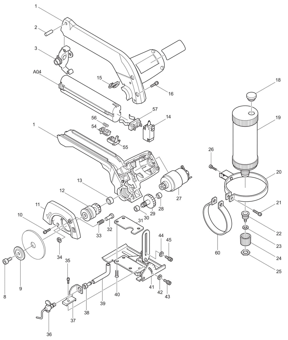 4190DW 9.6V Glass And Tile Cutter Assembly Parts