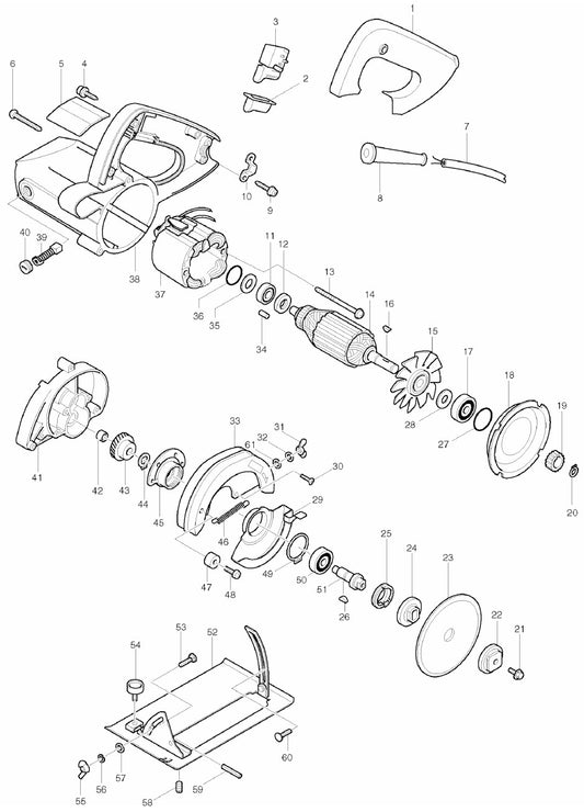 4200NH Circular saw Assembly Parts By Makita