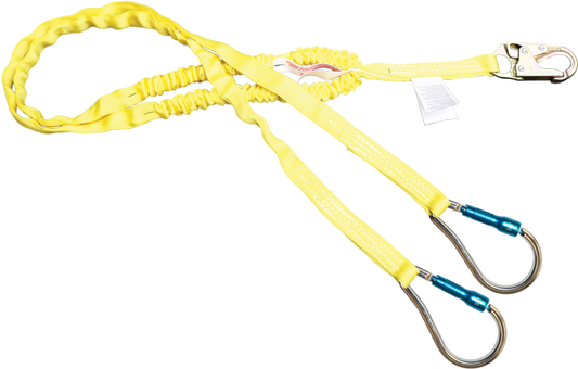 420A-62AZ 6'  Dual Leg Shock Absorbing webbing lanyard Yellow by FrenchCreek Production
