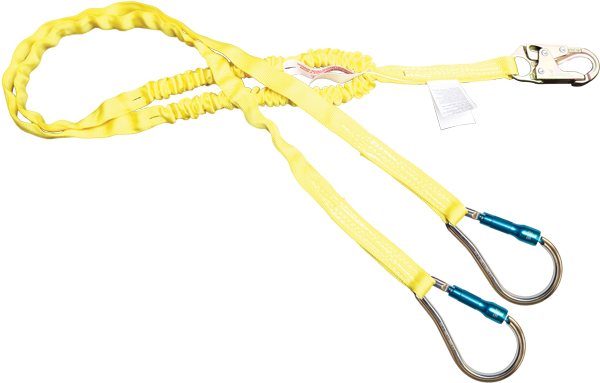 420A-62AZ 6'  Dual Leg Shock Absorbing webbing lanyard Yellow by FrenchCreek Production