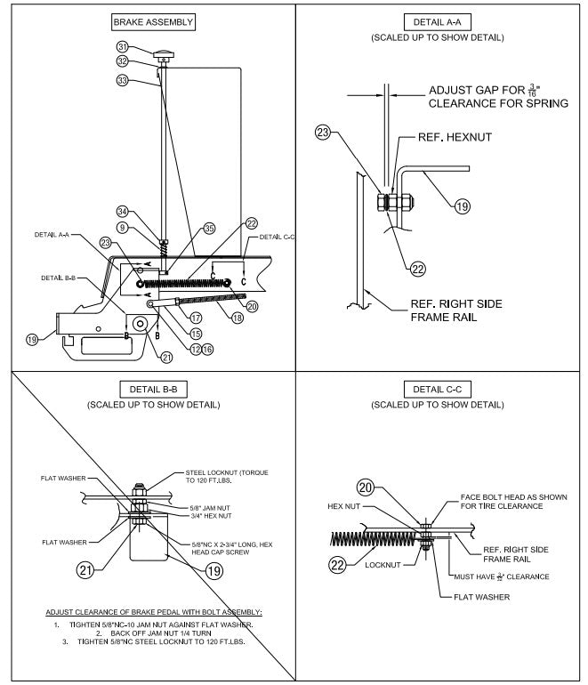 Service & Parking Brake Assembly Parts-  AR16 & AR21 By Allen Engineering