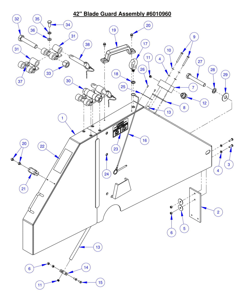 CC6561/CC6561-3/CC6571/CC6571-3 42" Blade Guard Assembly Parts