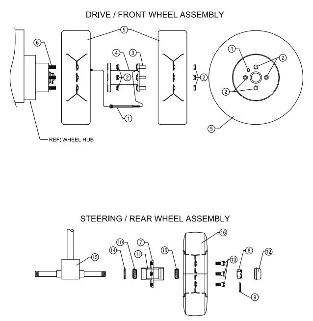 Wheel Assembly Parts-  AR16 & AR21 By Allen Engineering