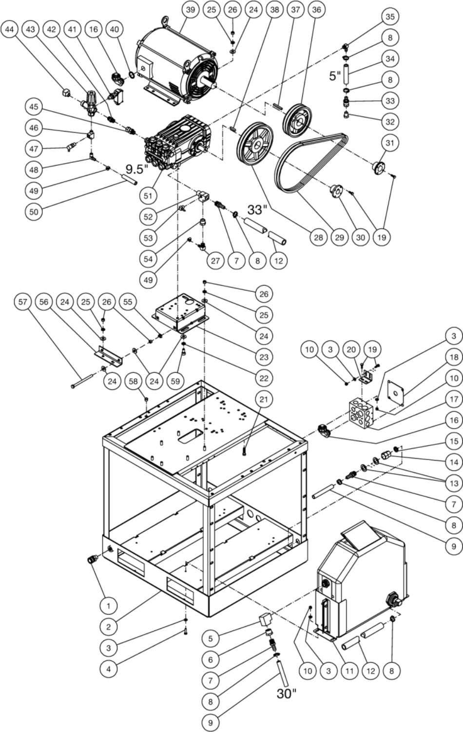 HG-3004-3460 (sn:15021778-15024154), HG-2004-1230 (sn:15021778-15024154), (sn:15024155-15045000) Motor Base Assembly Parts By Mi-T-M