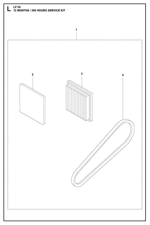 12 Months-200 Hours Service Kit Assembly Parts For LF 50 L By Husqvarna