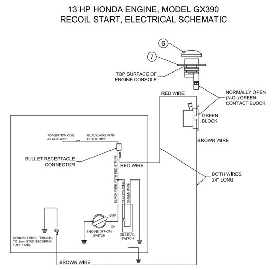 Electric Schematic for AR16 with 13HP Honda Engine (Recoil Start) Assembly Parts-  AR16 & AR21 By Allen Engineering