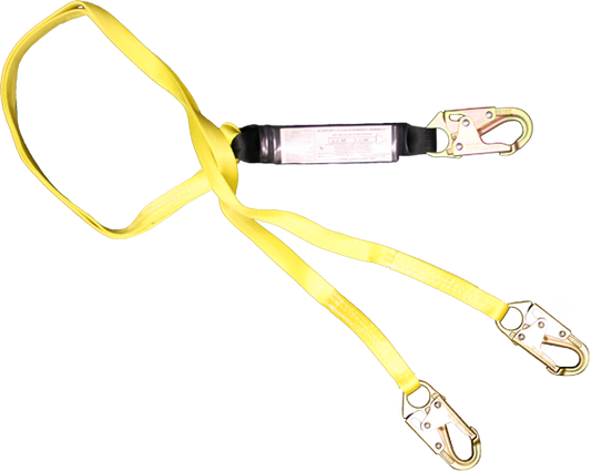 440AZ 6' Dual Leg Shock Absorbing webbing lanyard Yellow by FrenchCreek Production