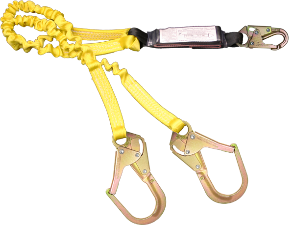 444ASZ 6' Dual Leg Tubular Elastic,  Shock Absorbing webbing lanyard Yellow by FrenchCreek Production