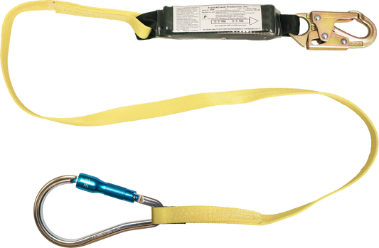 450A-62A 6' Shock Absorbing webbing lanyard Yellow by FrenchCreek Production