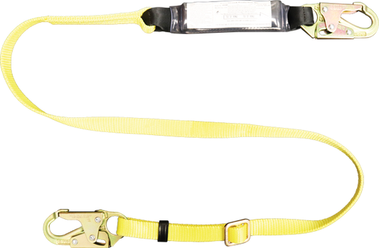 450AB 6' Adjustable shock absorbing webbing lanyard Yellow by FrenchCreek Production