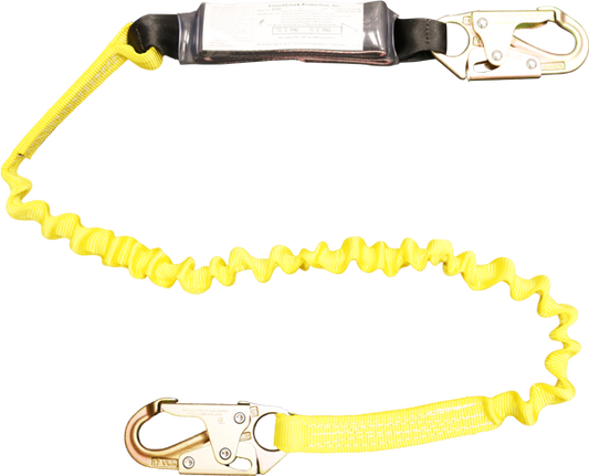 450AS 6' Tubular Elastic,  Shock Absorbing webbing lanyard Yellow by FrenchCreek Production