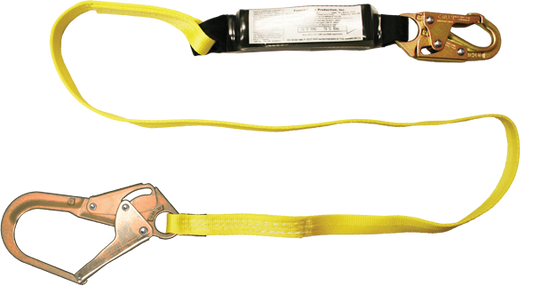 454A 6' Shock Absorbing webbing lanyard Yellow by FrenchCreek Production