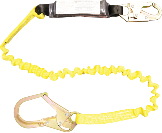 454AS 6' Tubular Elastic,  Shock Absorbing webbing lanyard Yellow by FrenchCreek Production