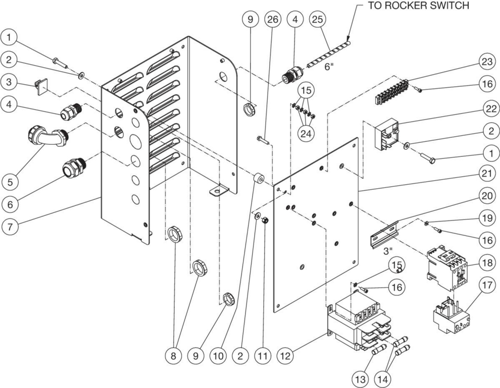 HAE-2503-0E4G, HAE-3004-0E4G CW Electric Box Assembly Parts By Mi-T-M