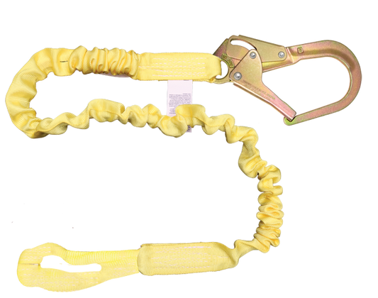 464ASZ-TE 6' Tubular web, twisted eye,  lanyard with internal shock absorbing core.  Yellow by FrenchCreek Production