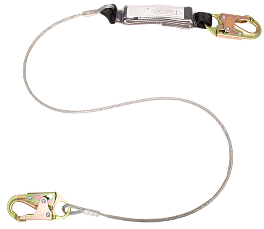 470A 6' Shock Absorbing wire rope lanyard Yellow by FrenchCreek Production