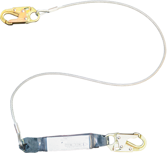 470AK 6' Shock Absorbing wire rope lanyard, Kevlar shock absorber Yellow by FrenchCreek Production