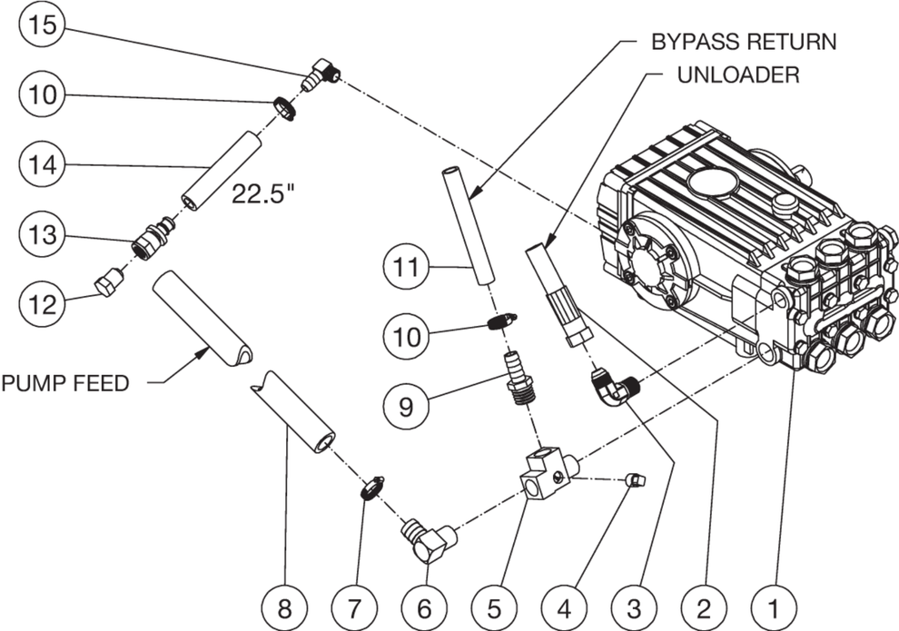 HS-3006-0MDK/0MGD, HS-3505-0MGH/0MDK/0MGK/1MGK, HS-3506-0MGH, HS-3506-1MGK (sn:0-99999999) Pump Plumbing Assembly Parts by Mi-T-M