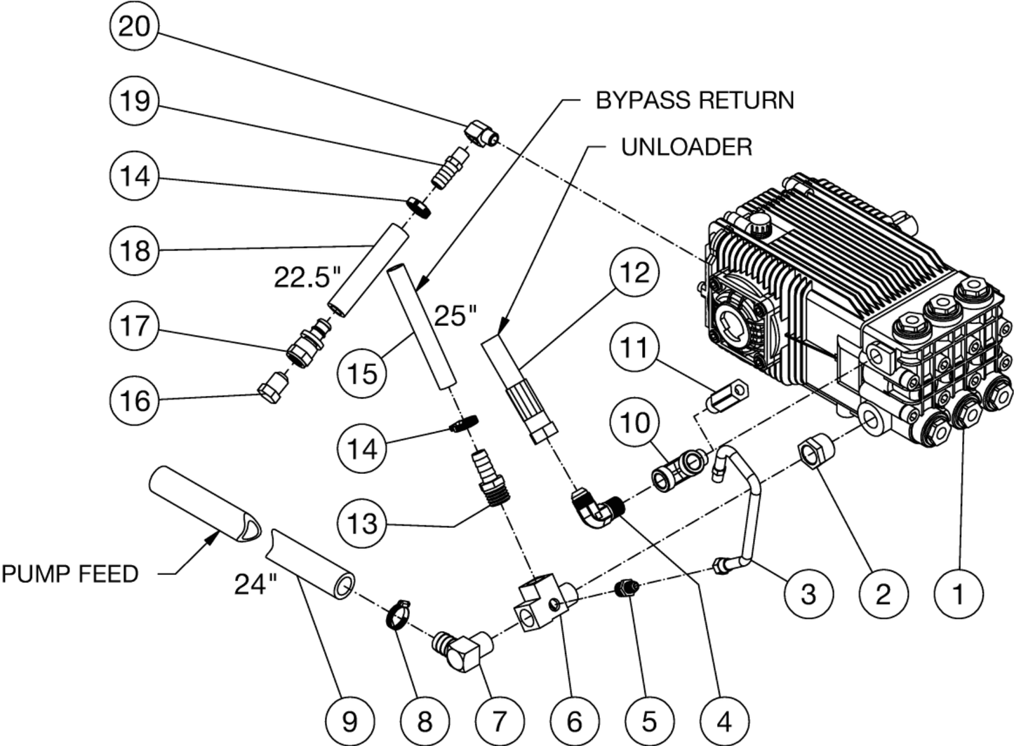 HS-4004-0MAK/0MAV/1MAH/1MAK/0MDK, HS-3008-0MGH/1MGK Pump Plumbing Assembly Parts by Mi-T-M