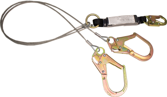 484A 6' Dual leg vinyl coated cable shock absorbing lanyard.  Yellow by FrenchCreek Production