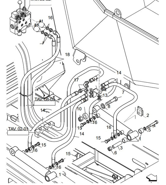 AT14F & AT14S AT12L Hydraulic Tank Connections Illustration Parts By Allen Engineering
