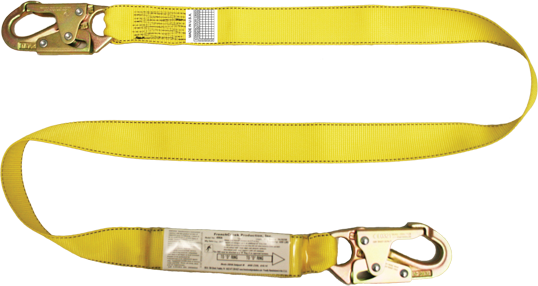 490A-IT 6' single leg shock webbing absorbing lanyard, with inspection tag.  Yellow by FrenchCreek Production