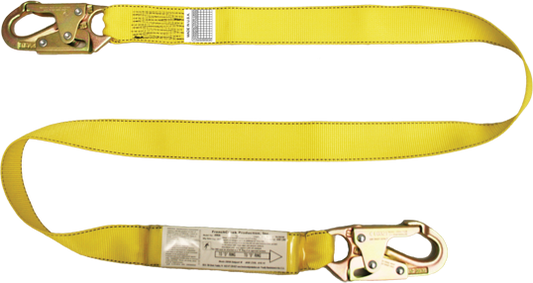 490A-IT 6' single leg shock webbing absorbing lanyard, with inspection tag.  Yellow by FrenchCreek Production