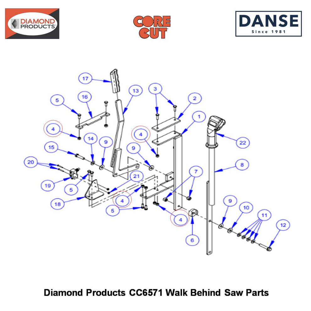 Rocker Switch Body (momentary) 2800258 Fits Core Cut CC6571 Walk Behind Saw By Diamond Products