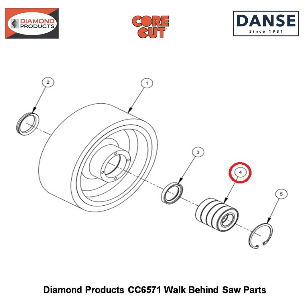 Bearing 1 X 2 X 1/2 Ball R16-2RS Sealed 2501418 Fits Core Cut CC6571 Walk Behind Saw By Diamond Products