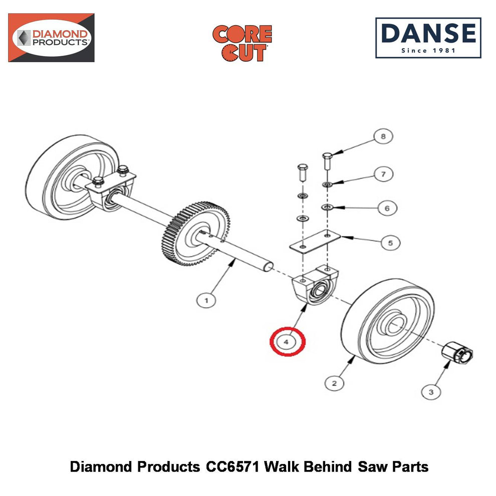 BEARING 1-1/4PILLOW Block Tapped Base Style W/ 90 Deg 2500158 Fits Core Cut CC6571 Walk Behind Saw By Diamond Products