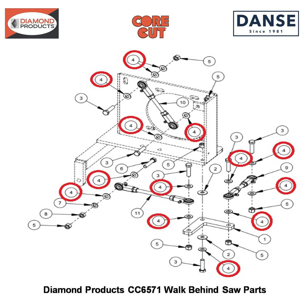 3/8" Flat Washer Sae Zinc (13/16"OD) 2900014 Fits Core Cut CC6571 Walk Behind Saw By Diamond Products