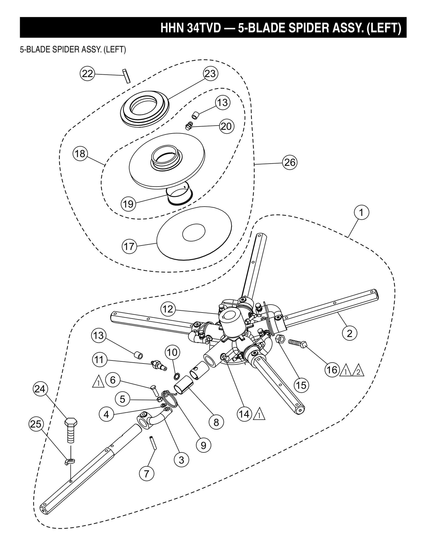 HHN-34TVD 5-Blade Spider Assembly (Left)