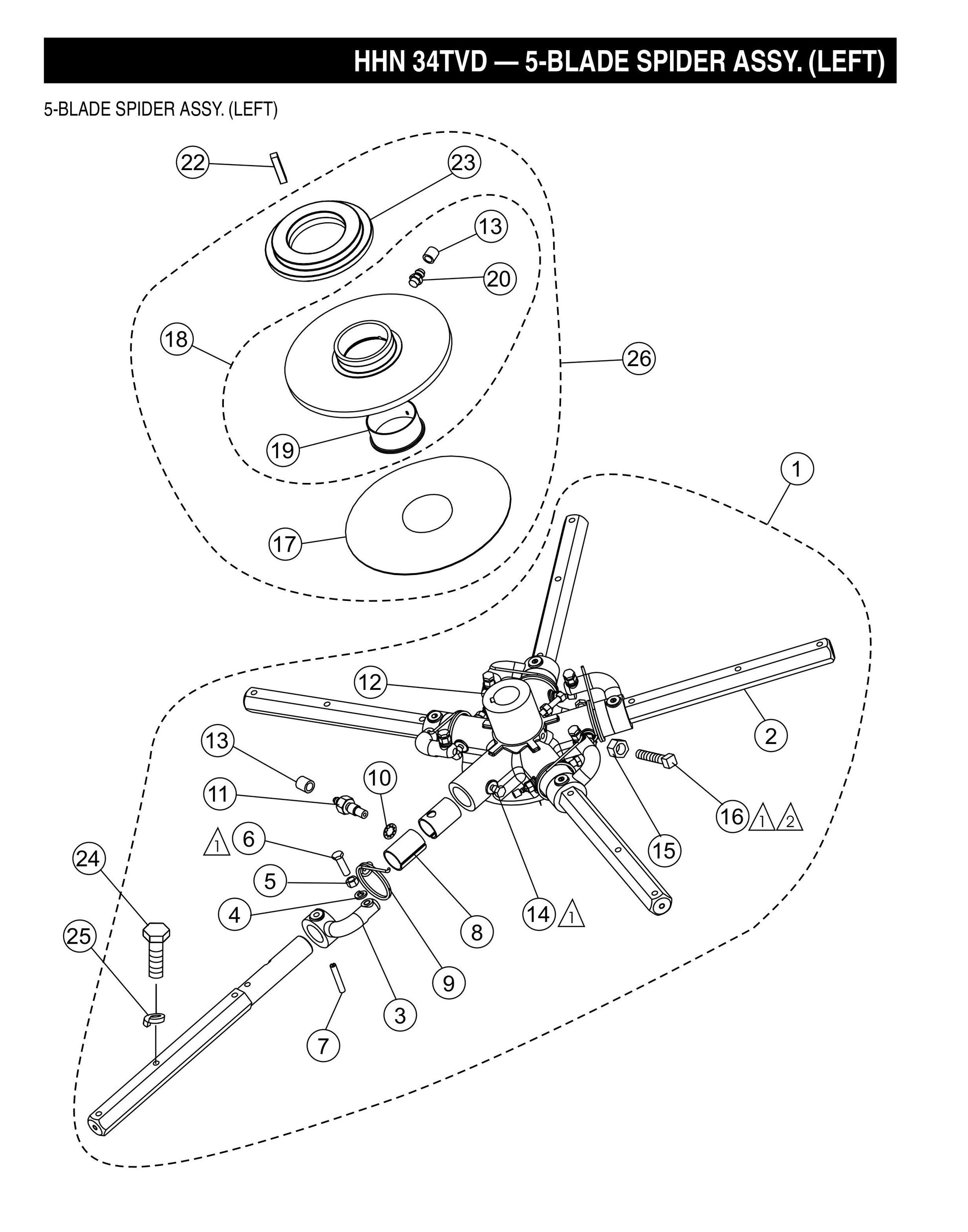 HHN-34TVD 5-Blade Spider Assembly (Left)