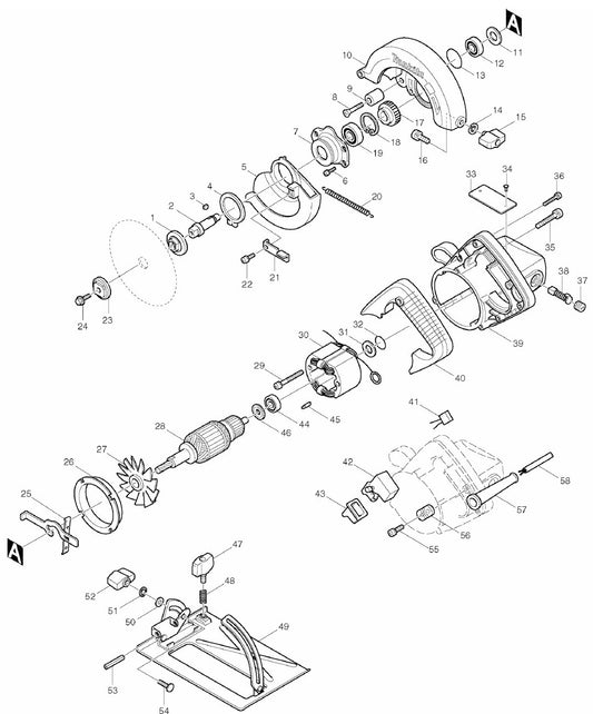 5005BA Circular Saw Assembly parts By Makita