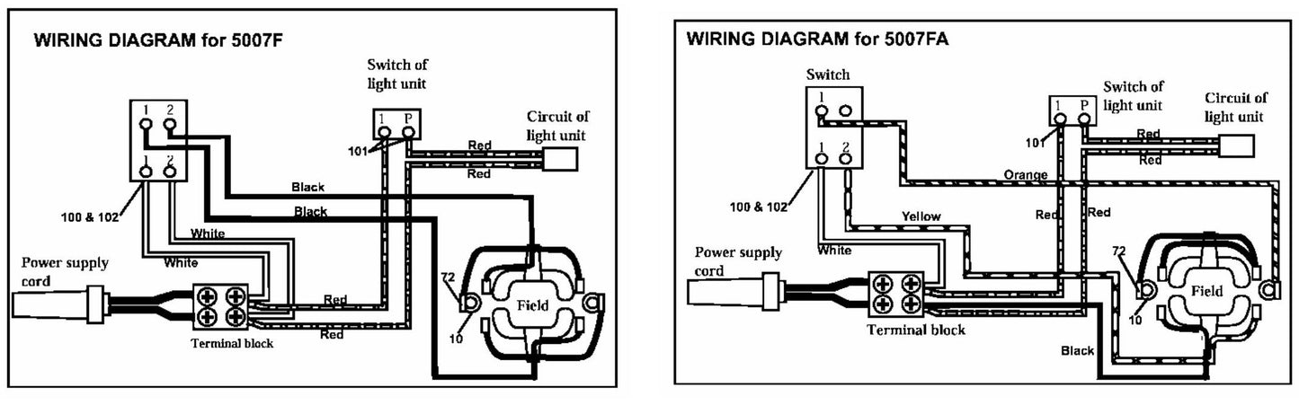 5007FA, 5007F Wiring Diagram Assembly Parts