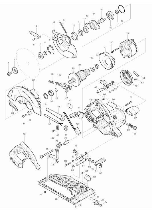 5007MG Magnesium Circular Saw Assembly Parts