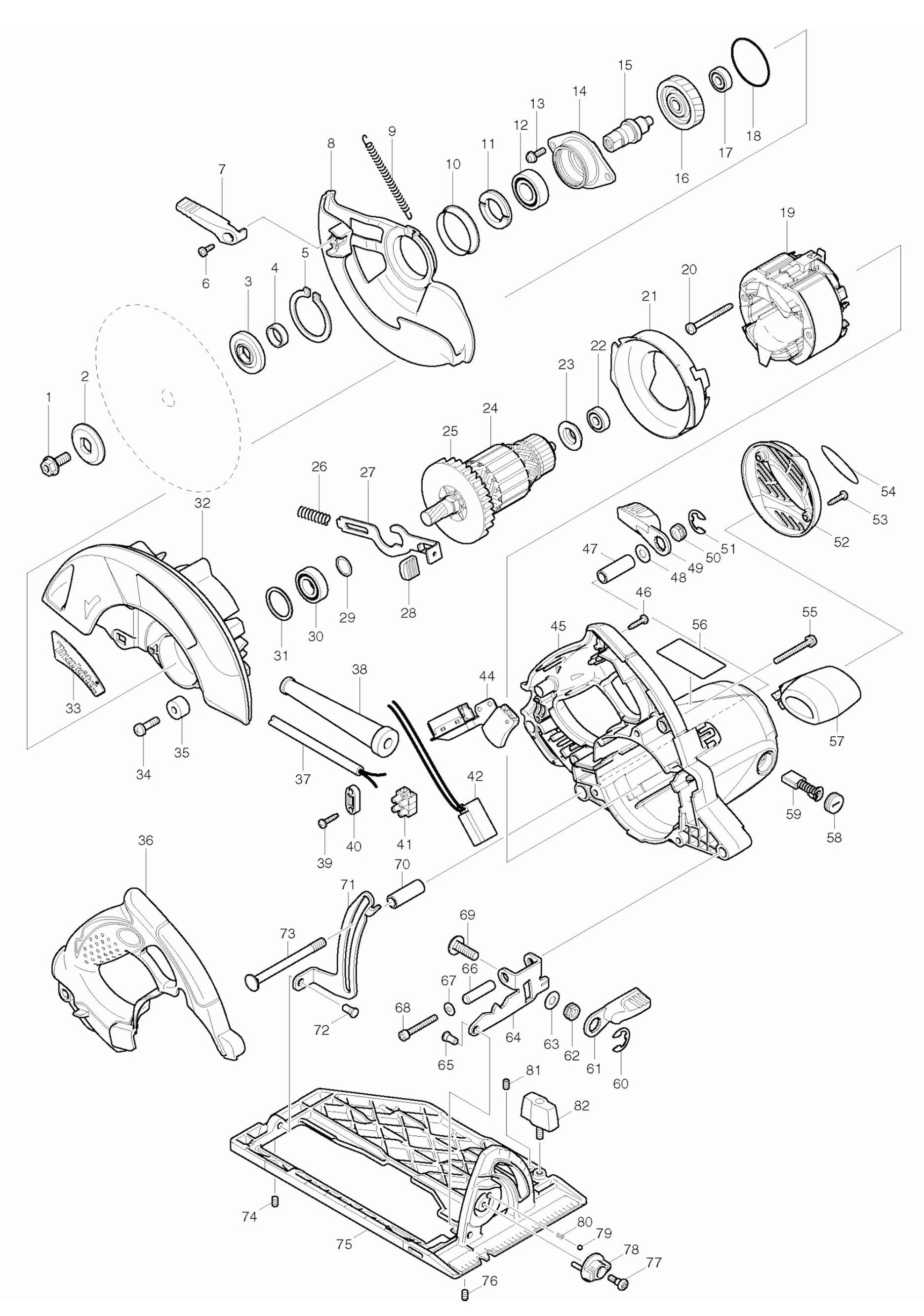 5007MGA Magnesium Circular Saw Assembly Parts