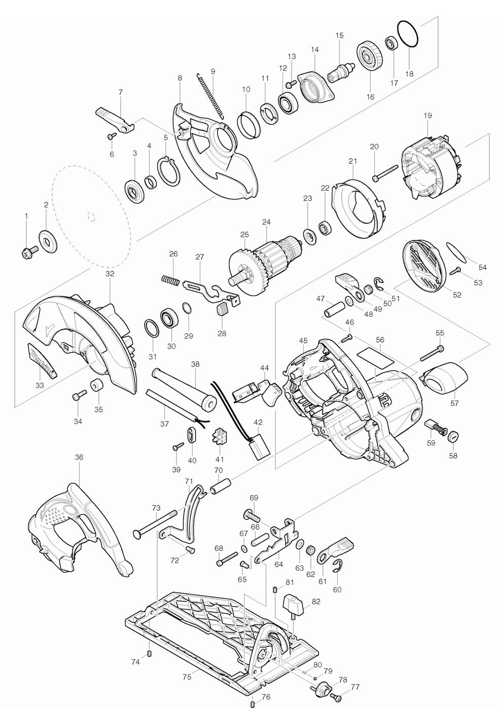 5007MGA Magnesium Circular Saw Assembly Parts