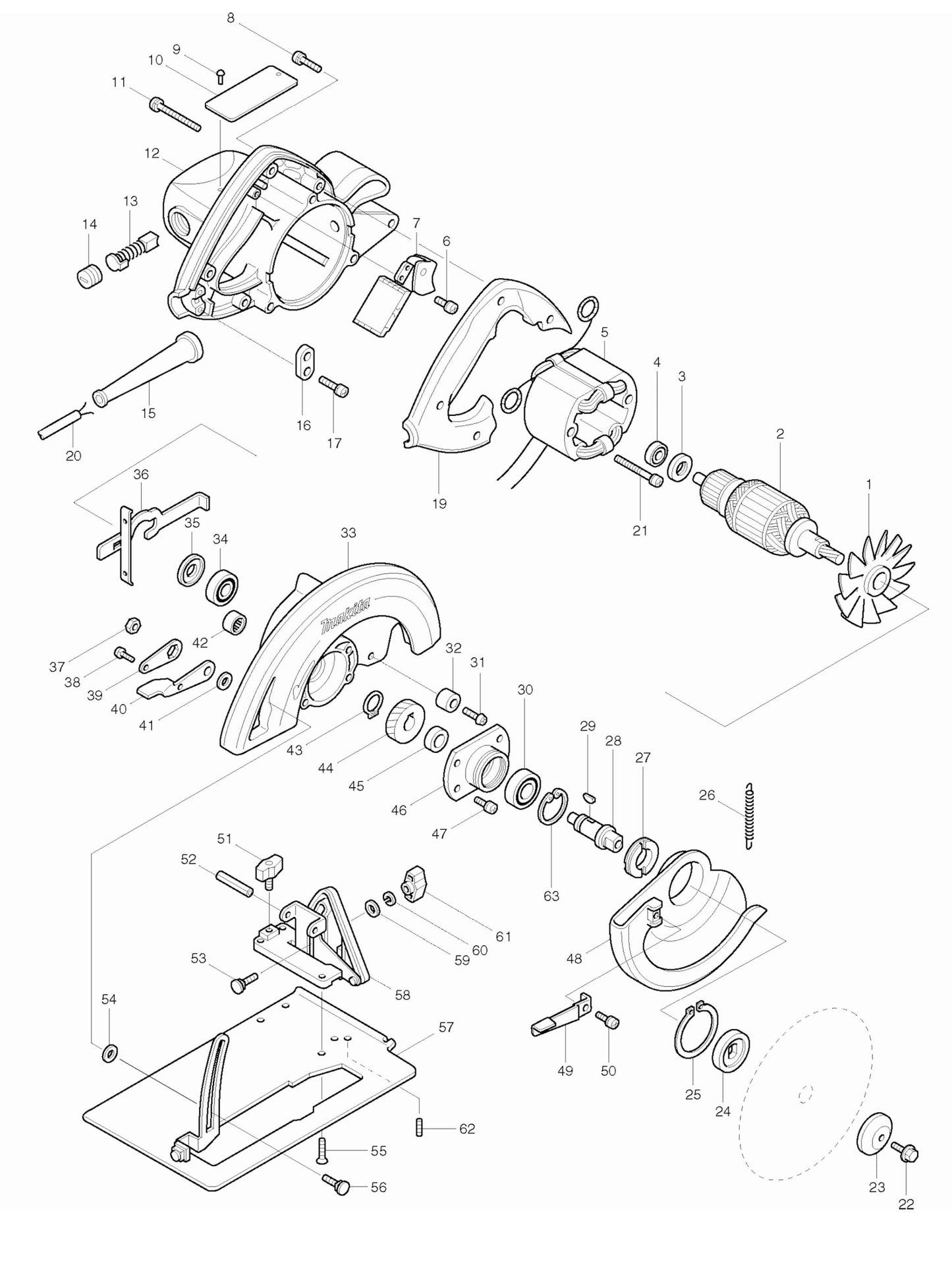 5007NB Circular Saw Assembly Parts