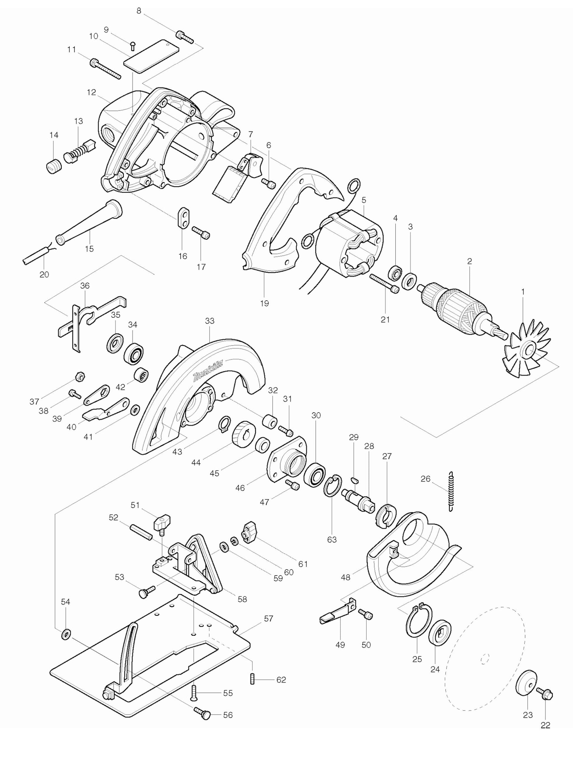 5007NB Circular Saw Assembly Parts