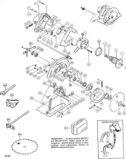 5007NBK Circular Saw Assembly Parts By Makita